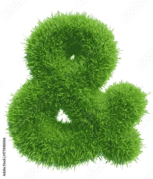 Fototapeta Vector green grass ampersand on isolated background