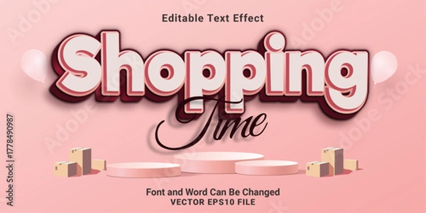 Fototapeta 3d editable shopping lowercase text effect.perfect for promotional tools banner