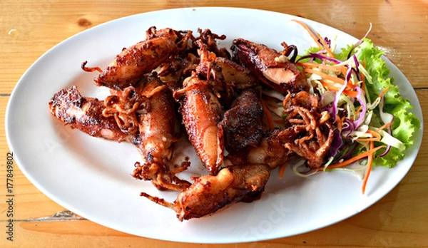 Obraz Fried squid, Squid Fried fish sauce