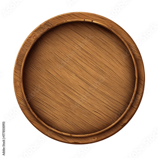Fototapeta Overhead view of a round, wooden surface with a two-tiered circular design