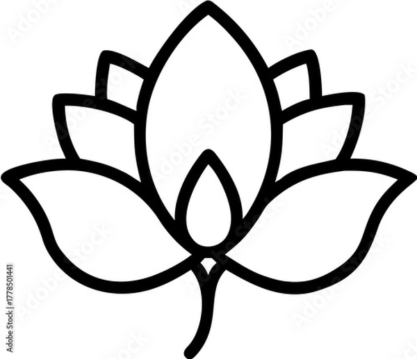 Fototapeta Elegant Outline of a Blooming Lotus Flower with Intricate Petal Layers