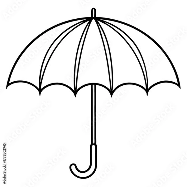 Fototapeta Classic Umbrella Outline Drawing for Protection from Rain and Sun