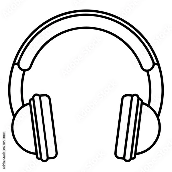 Fototapeta Outline drawing of large over-ear headphones for music listening
