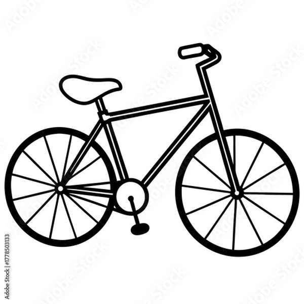 Fototapeta Simple Line Art Bicycle Icon for Transportation and Activity Themes