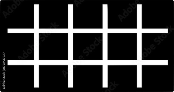 Obraz Chocolate Silhouette – Black Vector Illustration of a Chocolate Bar with Square Segments, Candy Dessert Icon, Sweet Treat Clipart, Editable Vector Design.