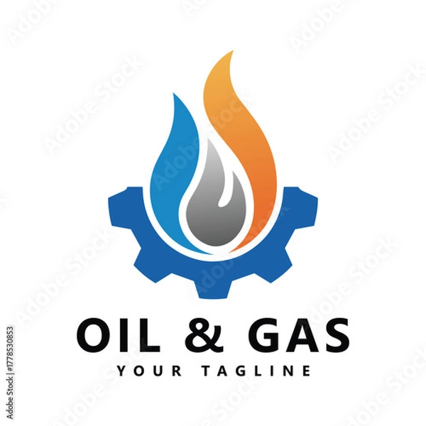 Fototapeta Oil gas industry logo vector template