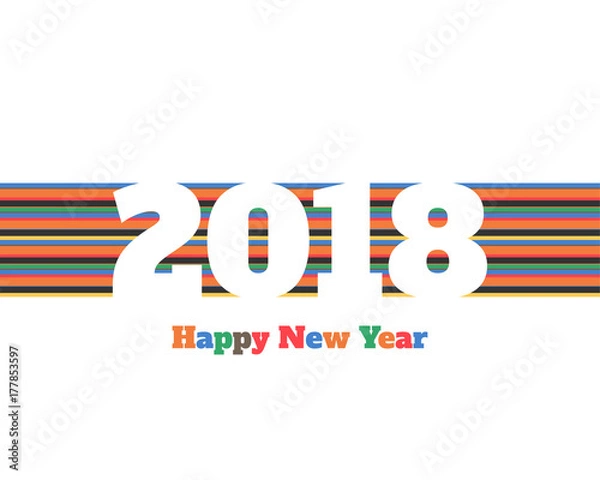 Fototapeta Happy new 2018 year. Greetings card. Colorful design. Vector illustration