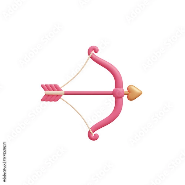 Obraz Lovely pink 3D illustration of Cupid's bow and arrow, perfect for Valentine's Day celebrations, love, and romantic designs