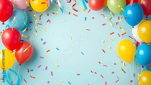 Fototapeta elation. Festive scene with balloons, streamers and confetti creating a celebratory atmosphere, public awareness campaigns.