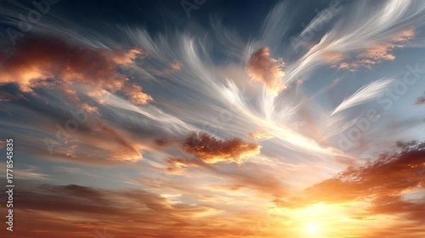 Fototapeta Breathtaking Sunset with Dramatic Clouds and Vibrant Sky Colors