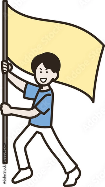 Obraz 旗を振る男性医師のイラスト