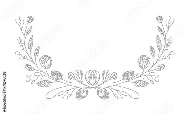 Obraz Delicate floral border with roses and leaves frame