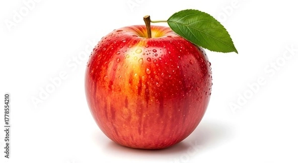 Fototapeta Studio shot of a perfectly fresh, glossy apple showcasing its crisp texture and brilliant coloring