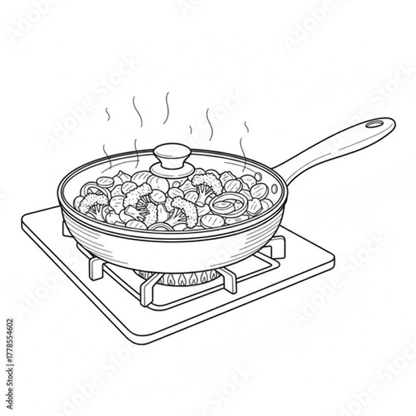 Obraz Delicious pan-fried chicken and fish meal, a healthy cooked dish with vegetables