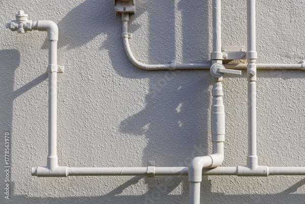 Obraz 壁に設置されたガス管が作る造形