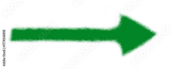 Fototapeta green grunge arrow pointing right with rough textured edges in transparent background, bold green hand drawn arrow illustration with grunge style, rough edge green direction arrow icon