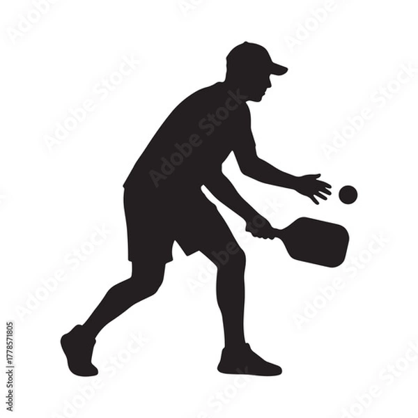 Fototapeta Pickleball Player Playing Racket Sport Silhouette