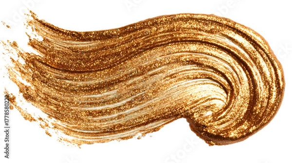 Obraz Rich golden paint stroke with shimmering texture on white background
