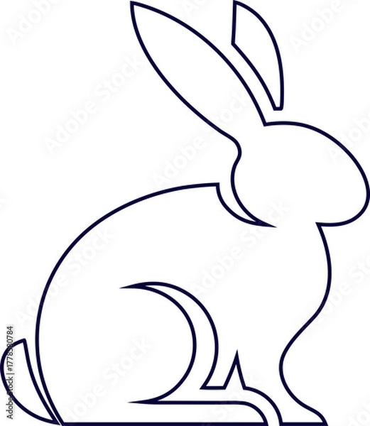 Fototapeta Elegant bunny outline logo vector, perfect for Easter designs, natural product labels, and branding.