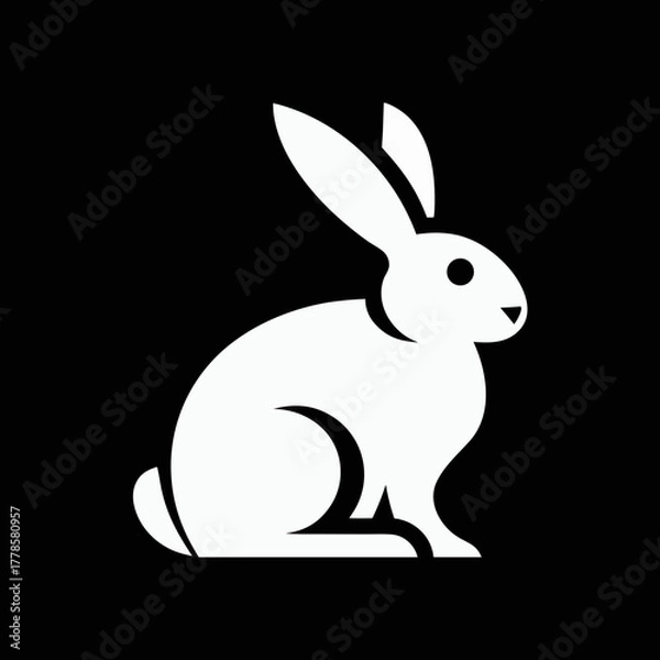 Fototapeta rabbit logo vector icon on black background