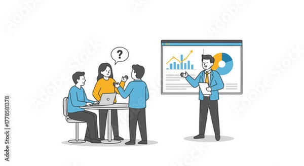 Obraz Business Meeting with Financial Chart Presentation Teamwork Data Analysis and Strategy Discussion for Growth