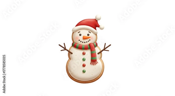Fototapeta Gingerbread Snowman, isolated on transparent background