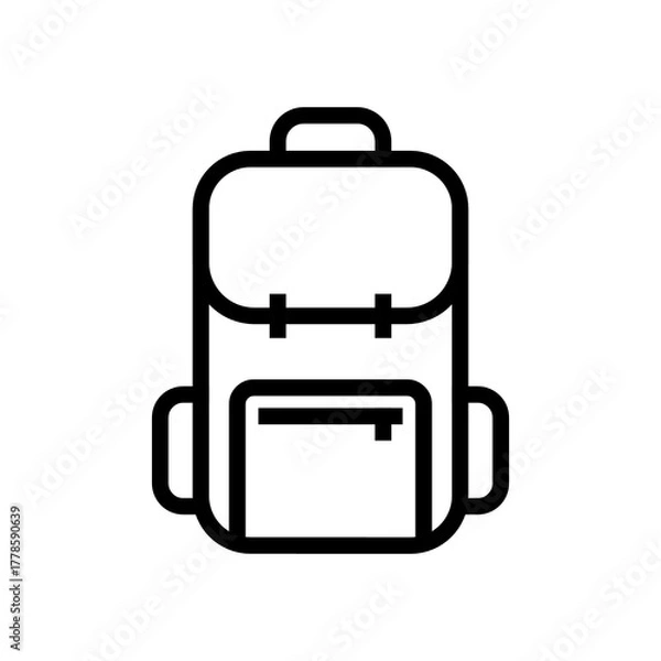 Fototapeta Vector Backpack Icon – School Bag, Travel, Adventure, Hiking, College, Student, Outdoor, Luggage, and Essential Gear Symbol