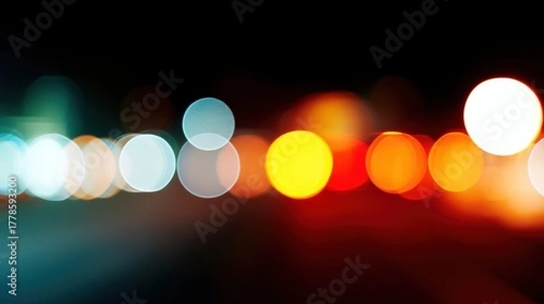 Fototapeta A vibrant, blurred backdrop of colorful light orbs, creating an abstract and dreamlike atmosphere.