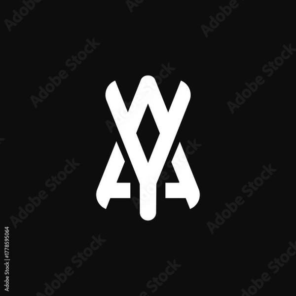 Fototapeta Minimalist logo sign brand identity emphasizing the symmetry of the letters. It combines the letters WAY, YA or AY into a single geometric design.