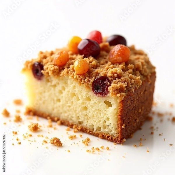 Obraz Moist Crumble Cake with Topping of Bright Colorful Candies