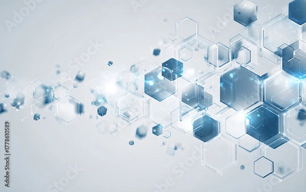 Fototapeta Abstract hexagon pattern, digital network design