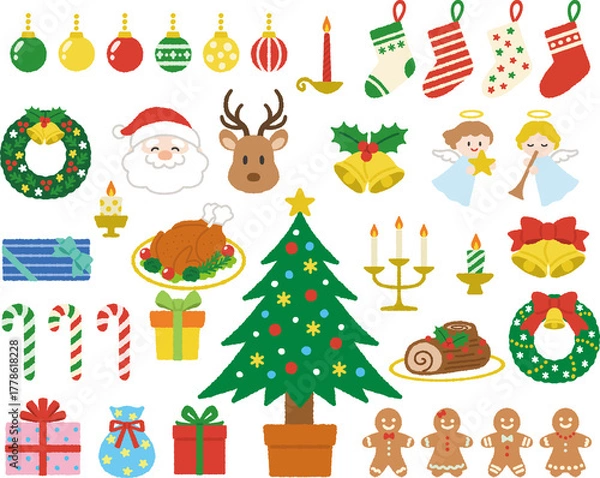 Fototapeta クリスマスのイラストセット