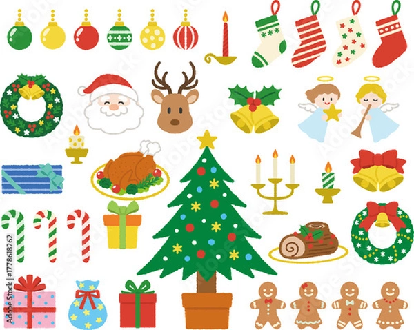 Obraz クリスマスのイラストセット