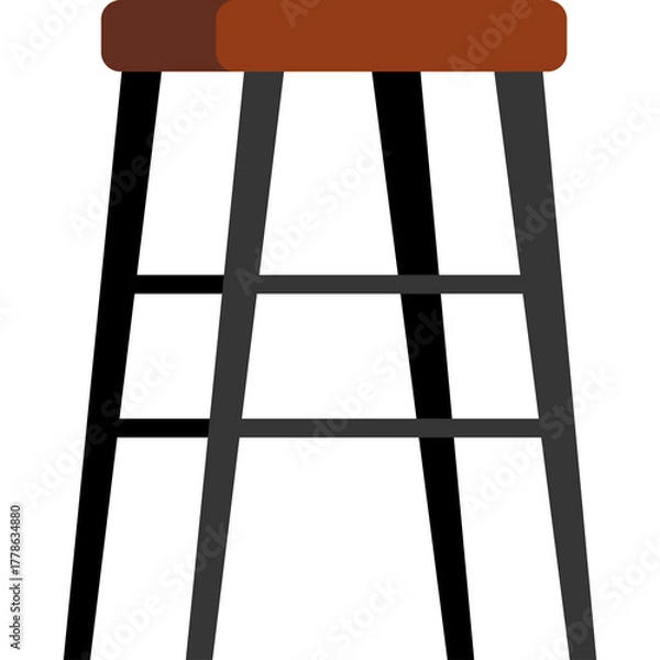 Fototapeta Modern Bar Stool With A Wooden Seat And Black Legs And Footrest Isolated On Transparent Background