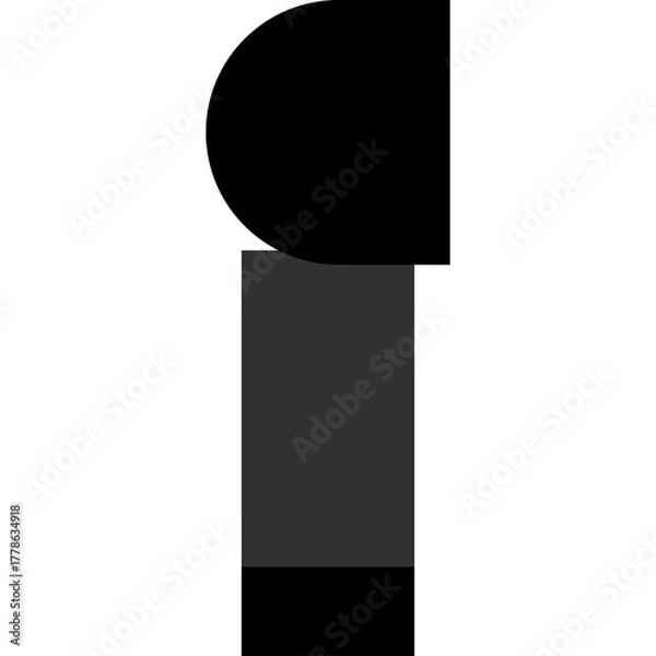 Fototapeta Modern abstract geometric shape in black and grey on a white background representing a minimalist design