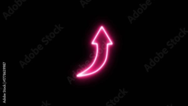 Fototapeta Neon up direction arrow icon. Abstract arrow business graph icon illustration. Arrow-shaped neon sign.