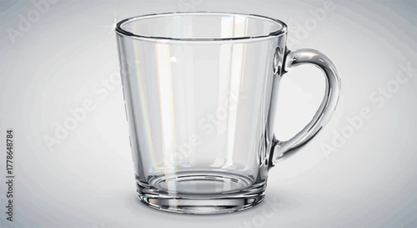 Fototapeta Clear glass mug on a neutral background, ready for your beverage