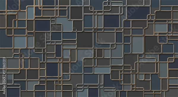 Fototapeta Intricate geometric pattern with shades of blue and grey, creating a modern abstract background.
