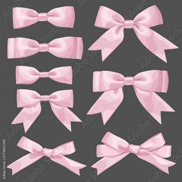 Fototapeta Vector pink bow ties stock illustration set