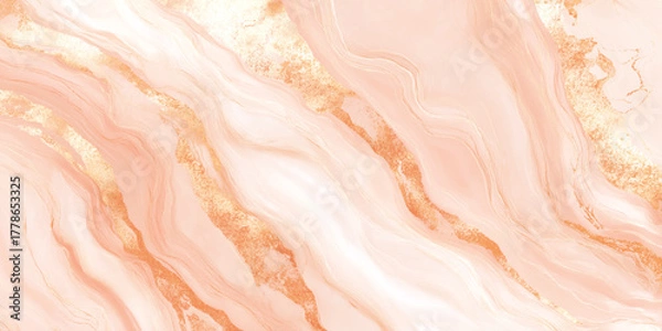 Fototapeta Luxurious Pink Marble Texture with Golden Veins Abstract Alcohol Ink and Gold Leaf Background.