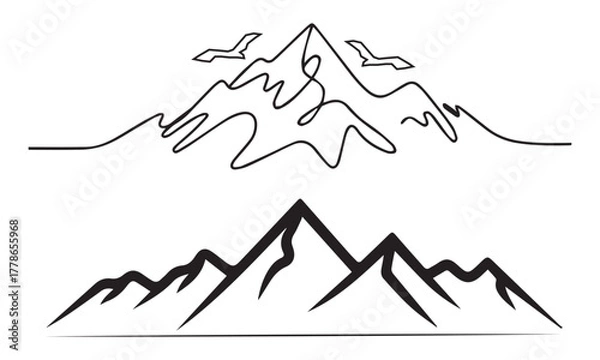 Fototapeta Mountain peak silhouette with transparent background