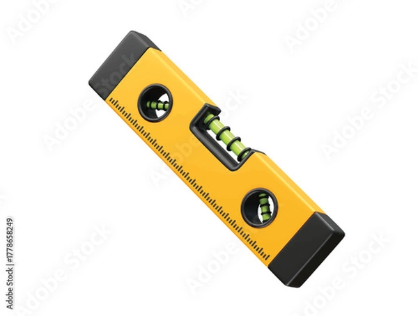 Fototapeta Yellow Spirit Level for Construction and DIY icon illustration render 3d