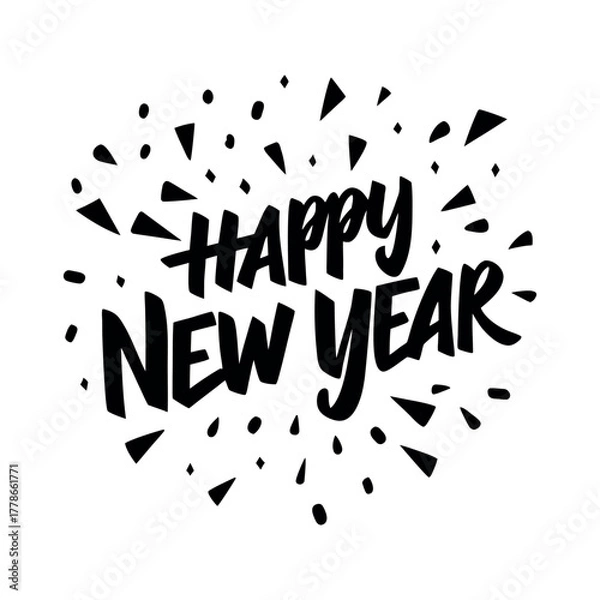 Obraz Festive confetti burst behind happy new year (2)