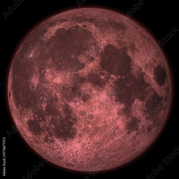 Obraz Strawberry Moon, black background.