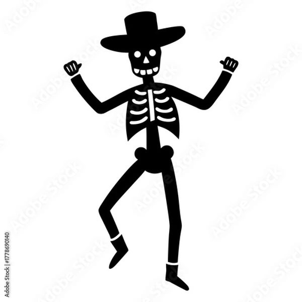 Fototapeta skeleton dancing vector icon 