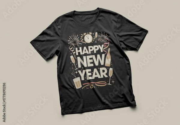 Fototapeta Happy New Year T Shirt Design Template