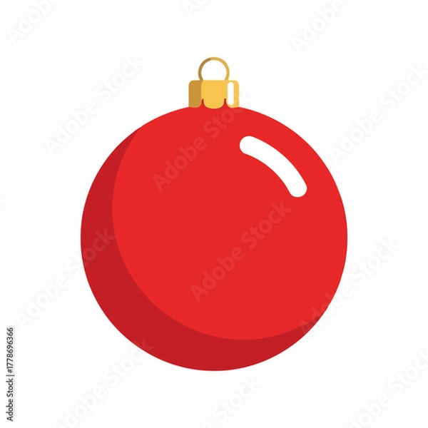 Obraz Red christmas ornament festive holiday decoration simple isolated shiny ball isolated on white background