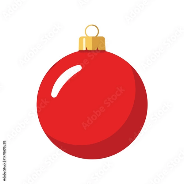 Obraz Vibrant red christmas ornament festive holiday decoration isolated vector graphic isolated on white background