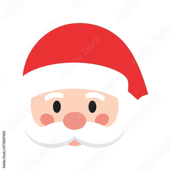 Obraz Cute santa claus face christmas holiday character festive illustration season isolated on white background