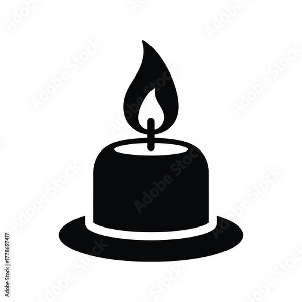 Obraz Stylized burning candle icon for religious memorials celebrations and ambiance decoration isolated on white background